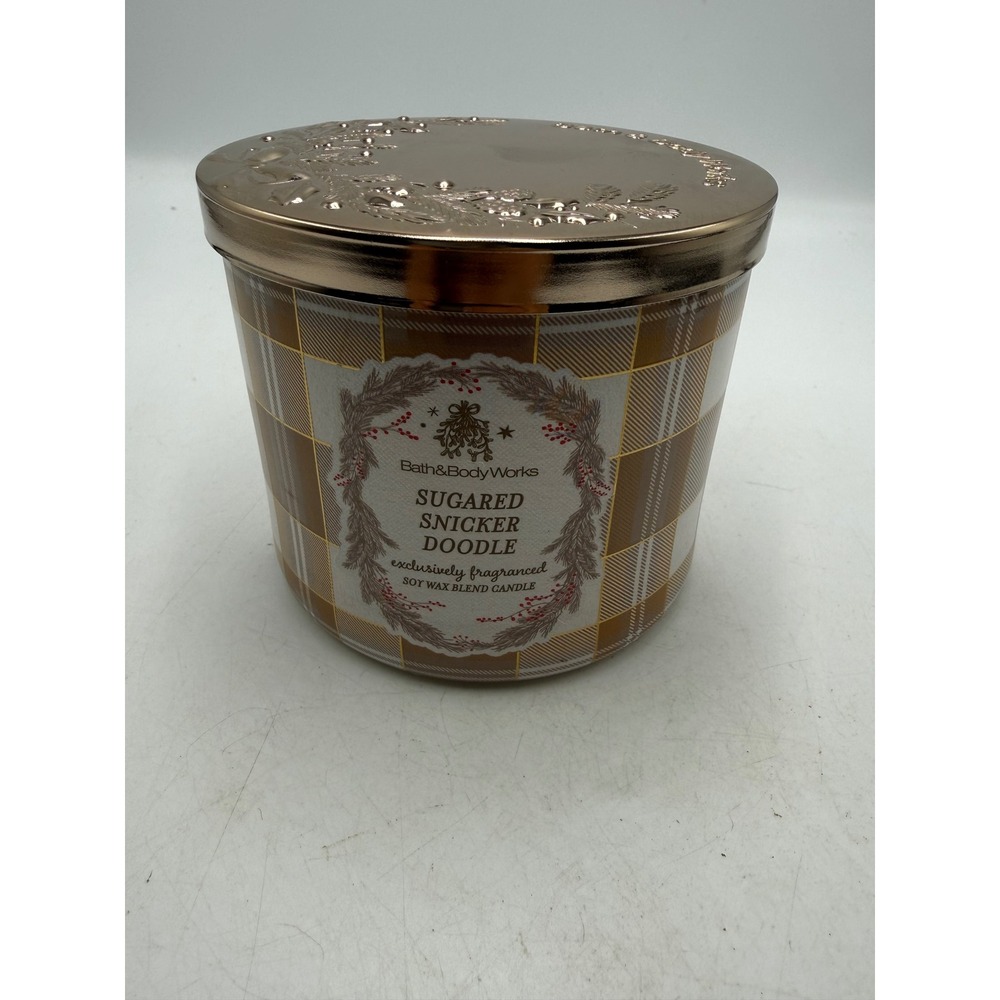 Bath & Body Works Sugared Snickerdoodle 3-Wick Candle 14.5 oz Plaid Jar